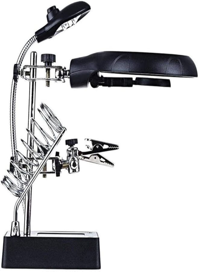 RDX Desk Lamp Alligator Auxiliary Clip Stand Desktop Magnifying Glasses & 2.5X 7.5X 10X LED Light Magnifier